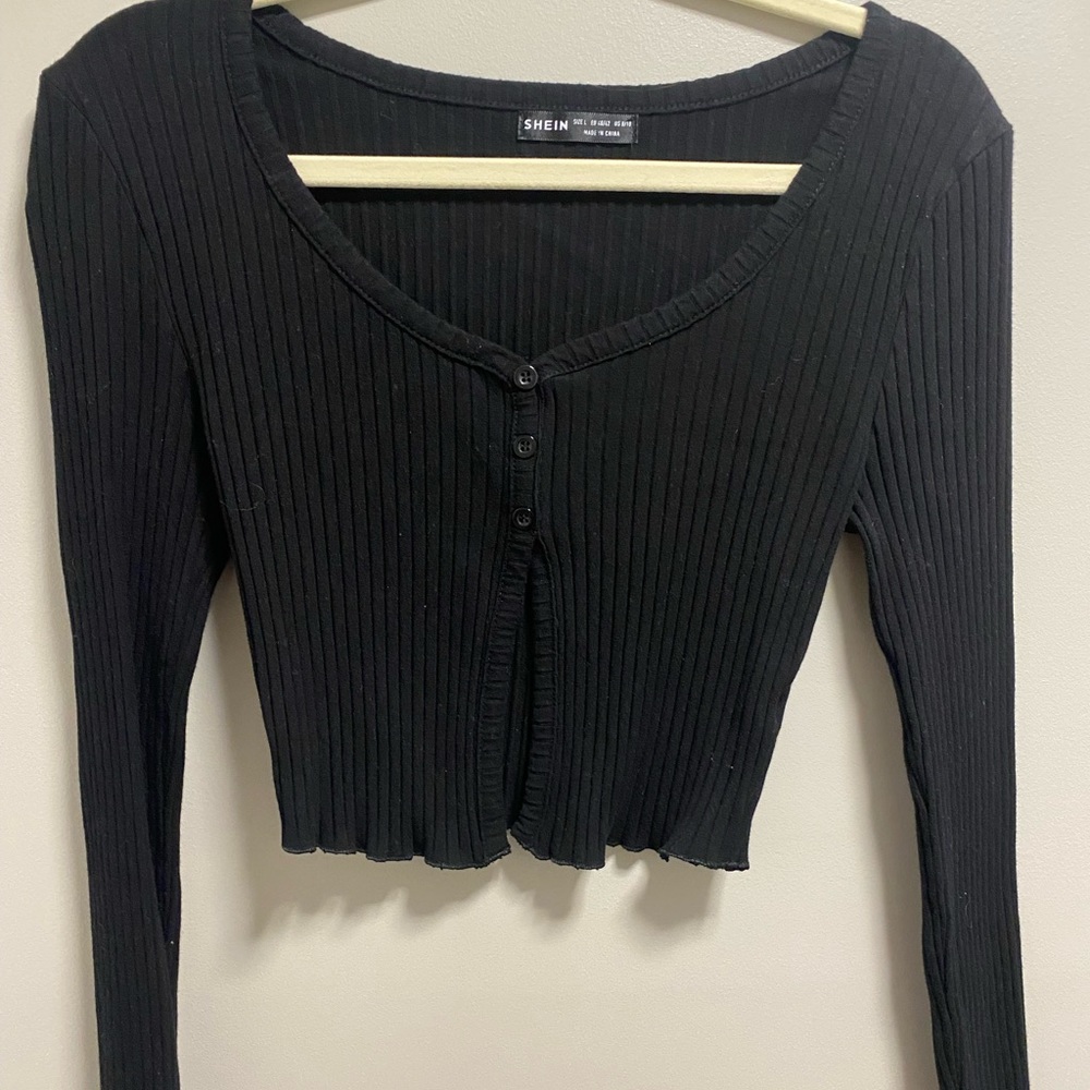 Shein ribbed long sleeve crop